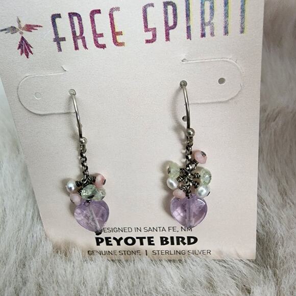 NEW Peyote Bird Free Spirit Purple and Silver Dangle Hook Earrings - Picture 5 of 8
